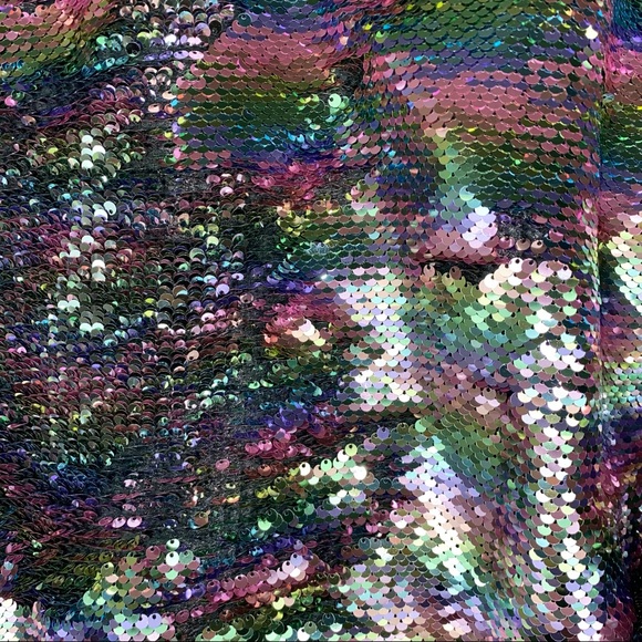 Pastel Rainbow Flip Sequin Bomber Jacket Coat - Picture 5 of 12